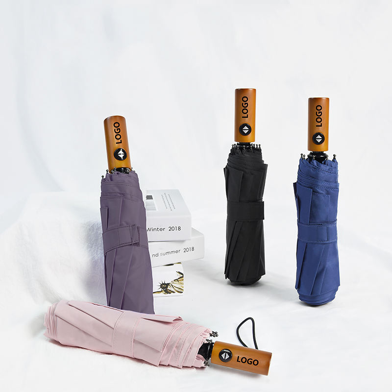 Automatic Wooden Handle Folding Umbrella