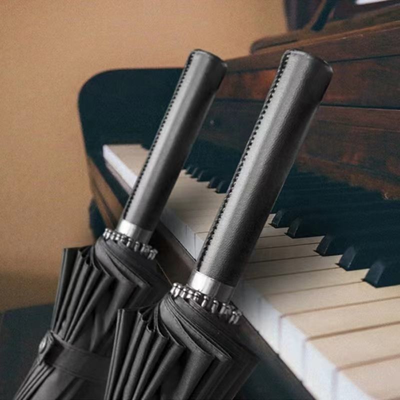 Leather Handle 24 Ribs Straight Umbrella