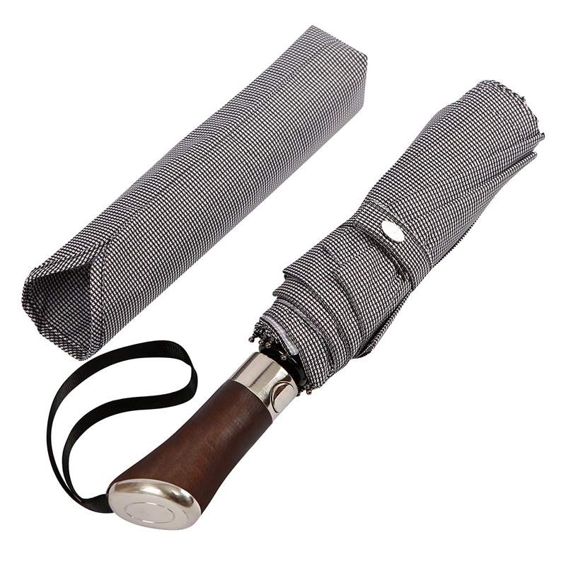 Auto Open Wooden Handle Fold Umbrella