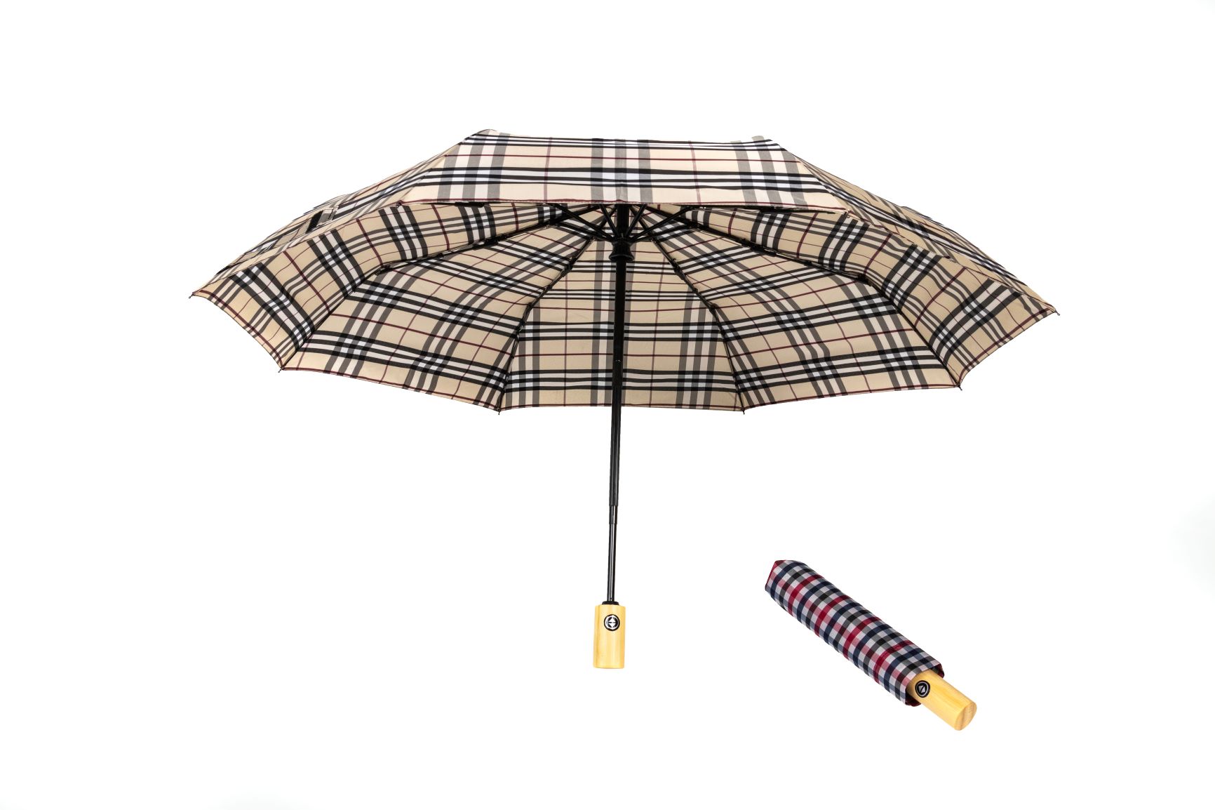 Wooden Handle Automatic Folding Umbrella