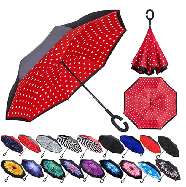 Double Canopy C Handle Reverse Umbrella