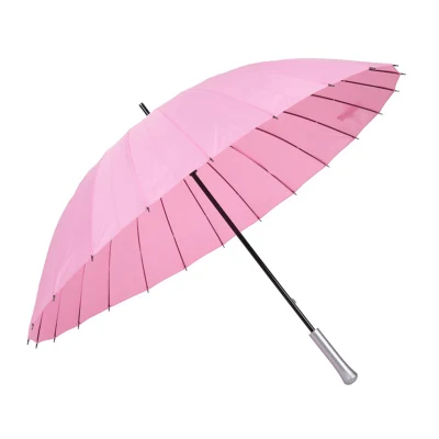 Windproof Fiberglass Straight Umbrella Long Handl