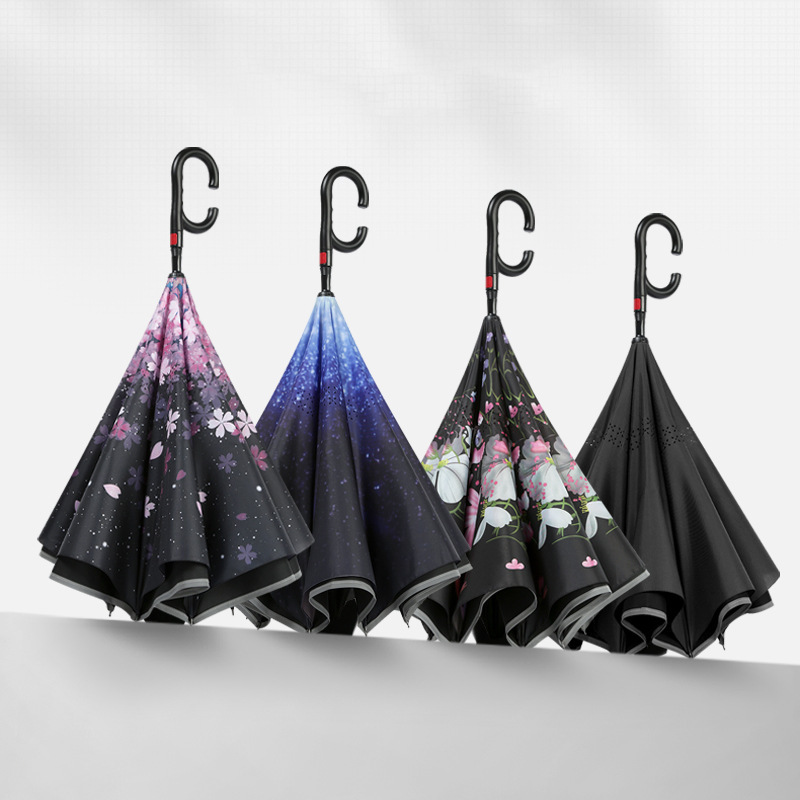 Double Canopy C Handle Car Umbrella