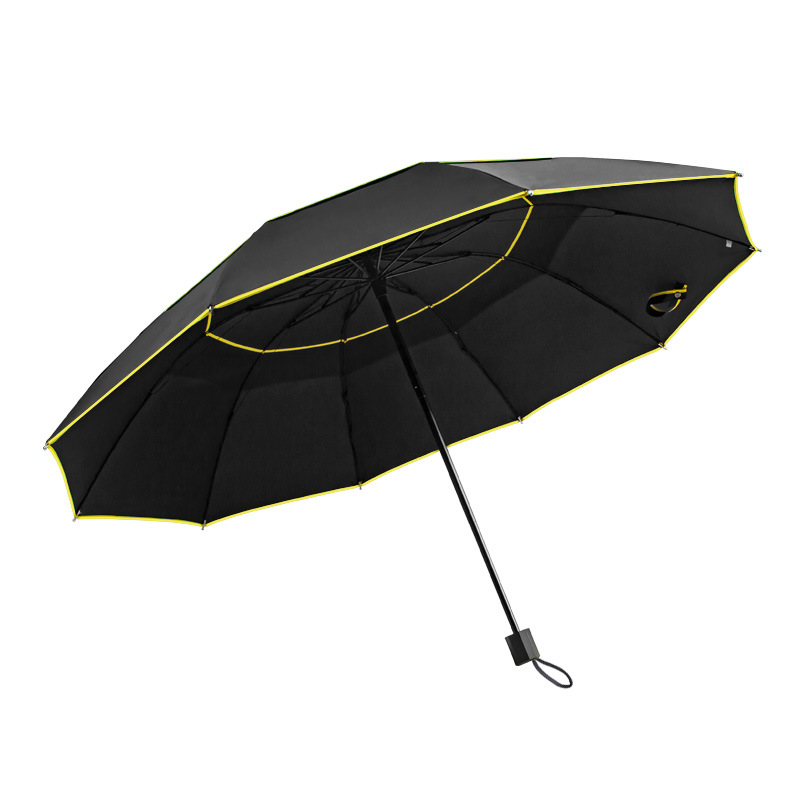 Double Layer Vented 3 Fold Umbrella