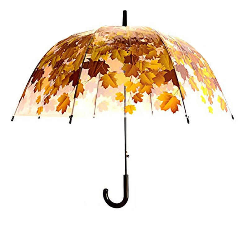 Maple Leaves Flora Print Clear Transparent Umbrella