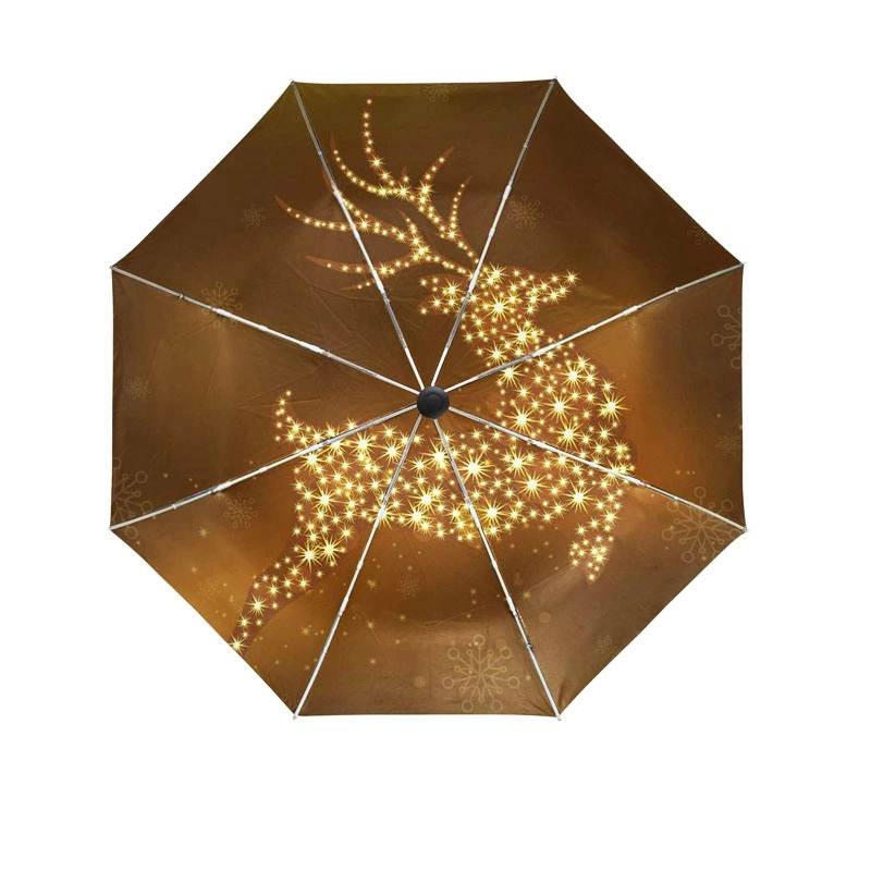 Christmas Deer Printed Windproof Auto Open Folding Umbrella