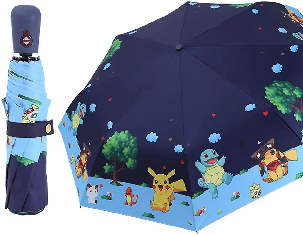 Anti UV with Coating Black Full Automatic Cute Colorful Cartoon Printed Folding Umbrella for Kids