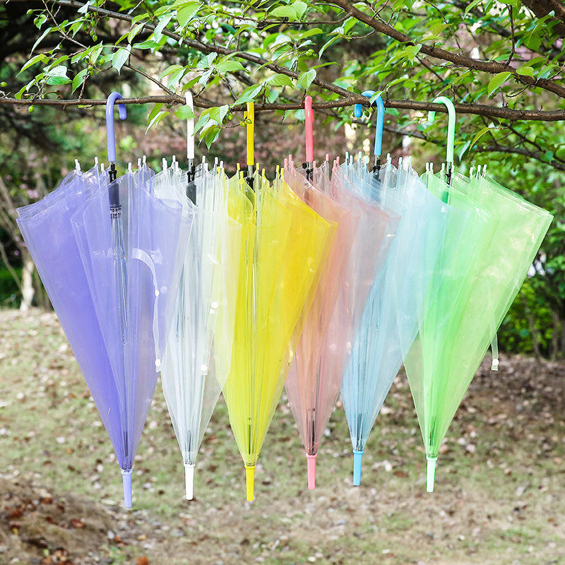 Fast Dispatch Wholesale Custom Candy Color Transparent Umbrella
